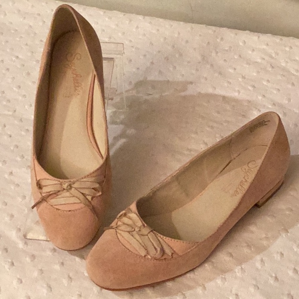 Anthropology Seychelles pastel pink suede low square heels feminine flats #8.5 M